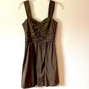 Express Chocolate Brown Sleeveless Cotton Cinched Waist Mini Dress